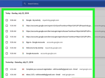 تاریخچه جستجوی حساب گوگل، تاریخچه جستجوی گوگل بررسی تاریخچه حساب گوگل در Android, تاریخچه کروم روی دسک تاپ
