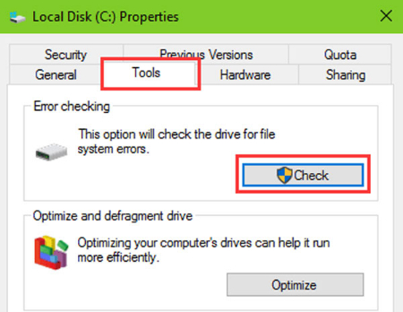 اسکن هارد دیسک با استفاده از Error Check, Error Checking ویندوز 