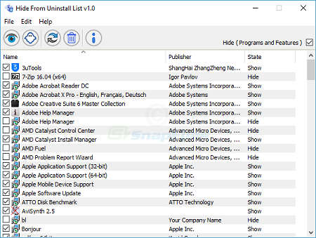 نرم افزار Hide from Uninstall List مخفی کردن برنامه های نصب شده ویندوز در کنترل پنل, راههای پنهان کردن برنامه های نصب شده در ویندوز 10, مخفی کردن برنامه های نصب شده در ویندوز 10