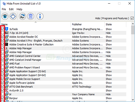 مخفی کردن برنامه با نرم افزار Hide from Uninstall راههای پنهان کردن برنامه های نصب شده در ویندوز 10, مخفی کردن برنامه های نصب شده در ویندوز 10, نحوه ی مخفی کردن برنامه ها در ویندوز 10