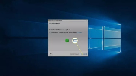 جفت کردن صفحه کلید لاجیتک, نحوه اتصال کیبورد بی سیم به کامپیوتر, Finish در نرم‌افزار Unifying Logitech 