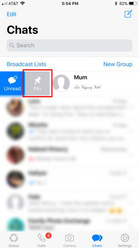 پین کردن مکالمات واتس اپ, واتس اپ