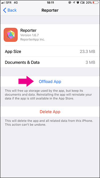 آفلود اپلیکیشن در iOS, حذف برنامه ها در آیفون