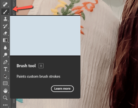 نحوه پاک کردن پف و سیاهی دور چشم در فتوشاپ, ابزار Brush در نوار ابزار فتوشاپ