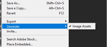 ذخیره فایل های SVG در فتوشاپ, تبدیل فایل svg, کنار Image Assets تیک قرار گرفته