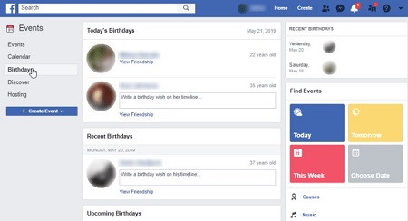 دیدن تاریخ تولد دوستان در فیس بوک, مطلع شدن تولد دوستان در فیس بوک, مطلع شدن از تولد دوستان در فیس بوک