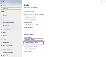 انتقال Taskbar به مانیتور دیگر, تنظیمات Multiple Displays ویندوز ۱۴