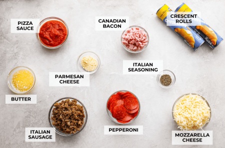 مواد لازم برای تهیه حلقه پیتزای هلالی روش درست کردن حلقه پیتزای هلالی