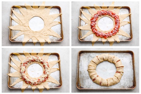 درست کردن حلقه پیتزای هلالی به صورت مرحله ای مواد لازم برای تهیه حلقه پیتزای هلالی