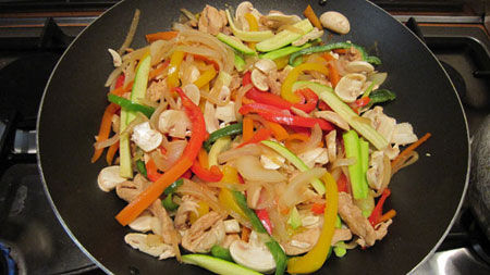 طرز تهیه خوراک چینی, طرز پخت خوراک سبزیجات به سبک چینی