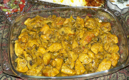 طرز تهیه خوراک مرغ و قارچ رژیمی,مواد لازم برای خوراک مرغ و قارچ رژیمی