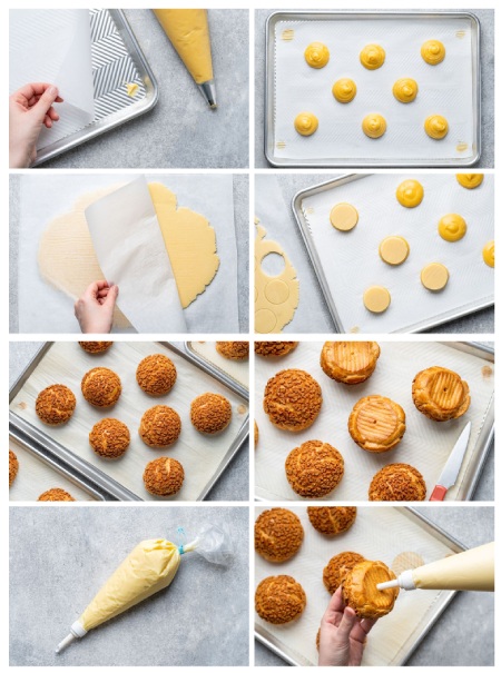 مراحل درست کردن پف های خامه ای