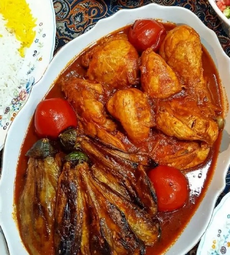 خورش کدو سبز با مرغ
