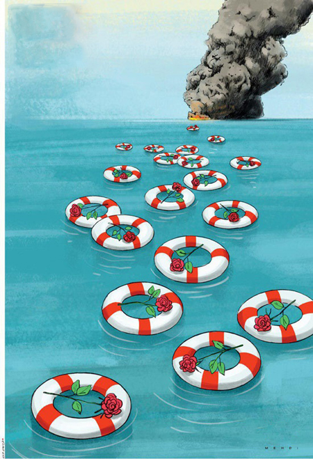 کاریکاتور غرق شدن سانچی, کاریکاتور در مورد کشتی سانچی