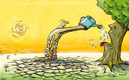 کاریکاتور صرفه جویی در مصرف آب