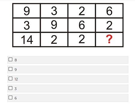 نمونه سوالات ماتریس اعداد,ماتریس عددی,الگوی اعداد روی هر خط