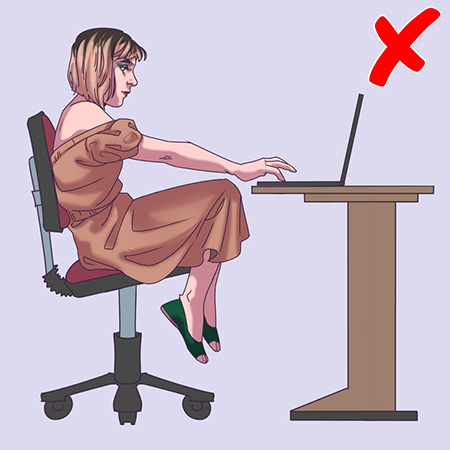 نشستن صحیح روی صندلی, نشستن صحیح پشت کامپیوتر