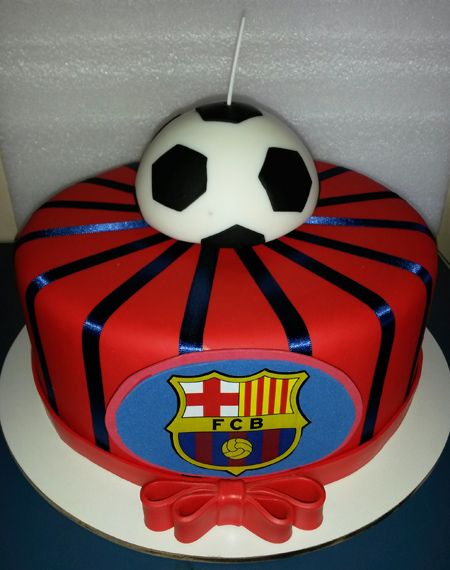 کیک تولد با تم فوتبالی,کیک تولد بارسلونا