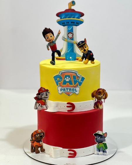 تزیین کیک تولد با تصویر سگهای نگهبان