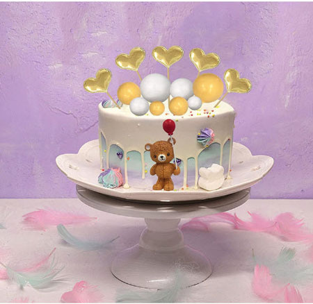 کیک با تم خرس تدی و بالن,کیک فانتزی جشن تولد با تم بالن و خرس تدی,کیک با تم تولد خرس و بالن