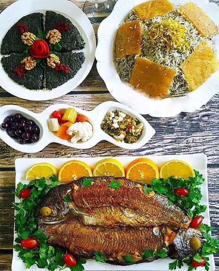 تزیین سبزی پلو با ماهی, چیدمان سبزی پلو با ماهی