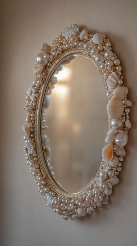 تزیین آینه با صدف,ایده تزیین آینه با صدف