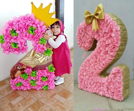 گل آرایی اعداد, چیدمان گل‌ها به‌صورت عدد, گل آرایی عدد 2 برای تولد دختر