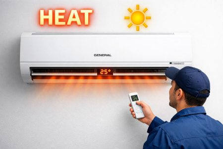 تنظیم کولر گازی جنرال برای گرمایش در زمستان