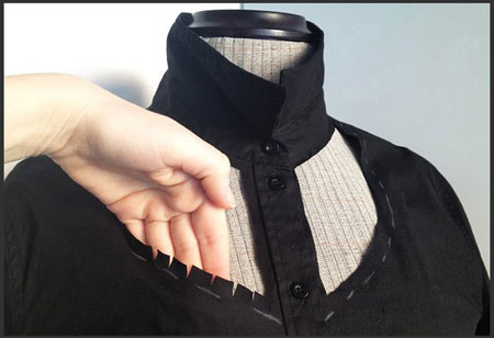 آموزش مدل دار کردن یقه های ساده,تزیین یقه پیراهن مردانه