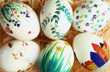 نقاشی تخم مرغ سفره هفت سین, تزیین تخم مرغ هفت سین با کاغذ و پارچه