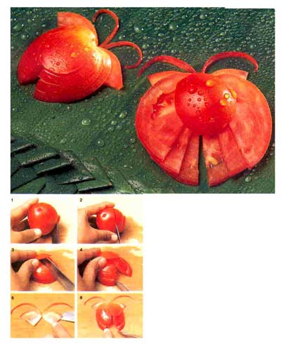 درست کردن پروانه با گوجه