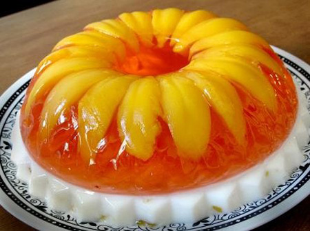 دسر ژله با میوه,تزیین ژله با میوه زمستانی,تزیین ژله با میوه