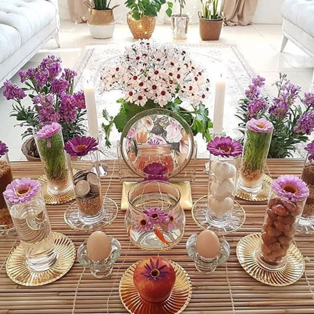 سفره هفت سین مدل شیشه ای, مدل سفره هفت سین شیشه ای, عکس ایده سفره هفت سین شیشه ای