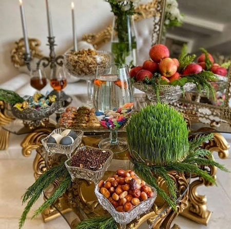 سفره هفت سین مدل شیشه ای, مدل سفره هفت سین شیشه ای,سفره هفت سین با استوانه شیشه ای