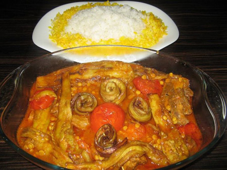 عکس تزیین خورشت قیمه بادمجان تزیین خورشت,تزئین خورشت قیمه بادمجان,قیمه بادنجان