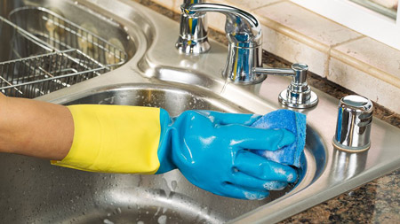 تمیز کردن سینک ظرفشویی،روش حرفه ای تمیز کردن سینک ظرفشویی,روش تمیز کردن سینک ظرفشویی