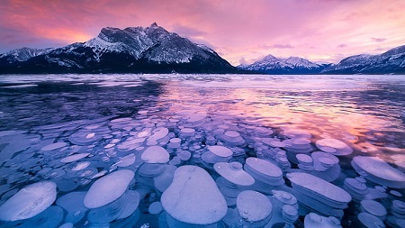 حباب های یخ دریاچه ابراهام, دریاچه آبراهام کانادا, دریاچه حبابی آبراهام
