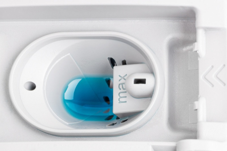 مخزن جلا دهنده را تا خط MAX پر کنید چراغ rinse ماشین ظرفشویی, چراغ rinse روشن است ولی مخزن پره