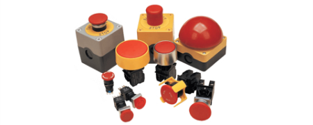 با فشار دکمه توقف اضطراری ، مدار کنترل فوراً قطع میشود دکمه توقف اضطراری, دکمه فشاری قرمز صنعتی