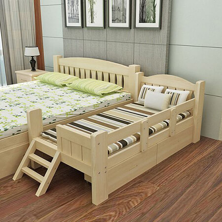 انواع تخت های کنار مادر، تخت نوزاد کنار تخت مادر، نمونه هایی از مدل های تخت خواب مادر