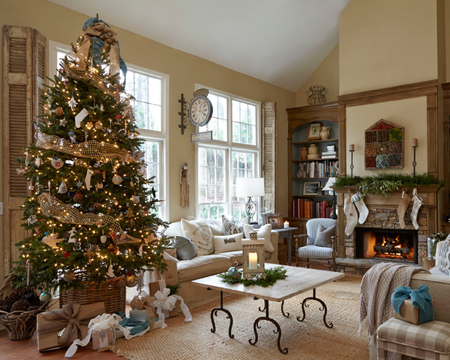 تزیین درخت کریسمس,چیدمان زیبای خانه در کریسمس