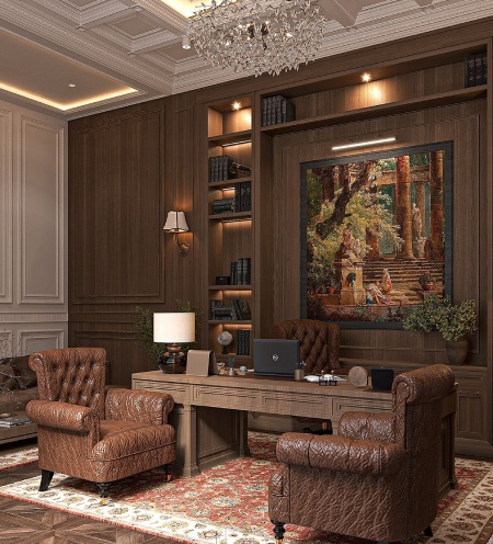 چیدمان و دکوراسیون اتاق مدیریت به سبک کلاسیک
