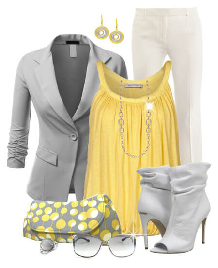 لباس های زرد و خاکستری, ست های شیک به رنگ زرد و خاکستری, مدل لباس به رنگ سال 1400