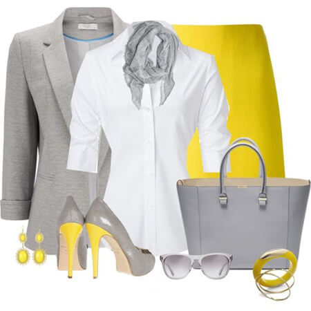 مدل لباس با رنگ زرد و خاکستری, لباس های زرد و خاکستری, ست های شیک به رنگ زرد و خاکستری