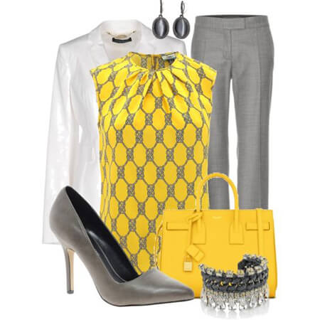 مدل لباس با رنگ زرد و خاکستری, لباس های زرد و خاکستری, ست های شیک به رنگ زرد و خاکستری