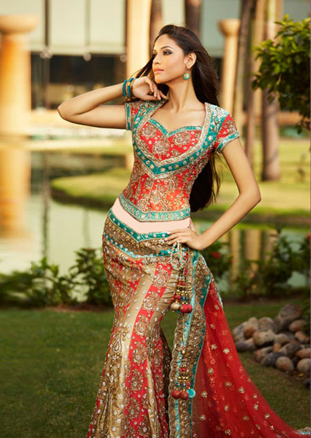 لباس هندی کار شده, طراحی جدیدترین لباس های هندی, شیک ترین لباس های هندی سال 2015px;width:450px