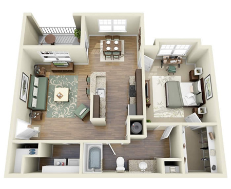 طراحی و چیدمان آپارتمان,چیدمان سه بعدی آپارتمان