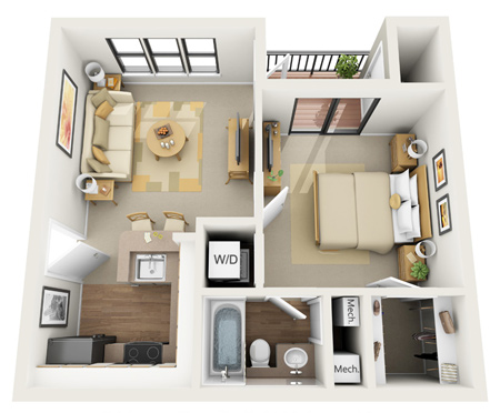 طراحی های مدرن آپارتمان های یک خوابه,نقشه آپارتمان