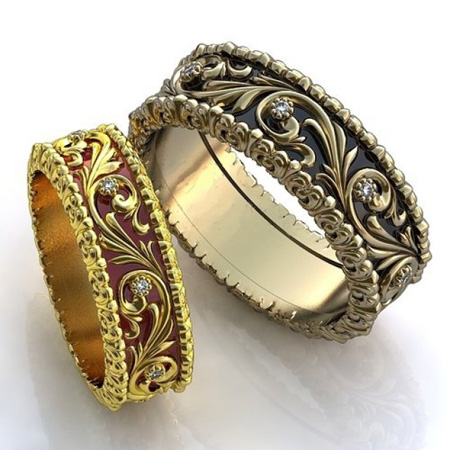 حلقه های جفتی عروس و داماد, طلا و جواهرات عروس