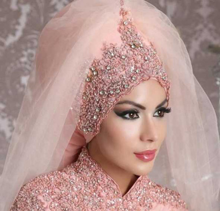 تاج و تور محجبه عروس, مدل تاج و تور عروس عربی